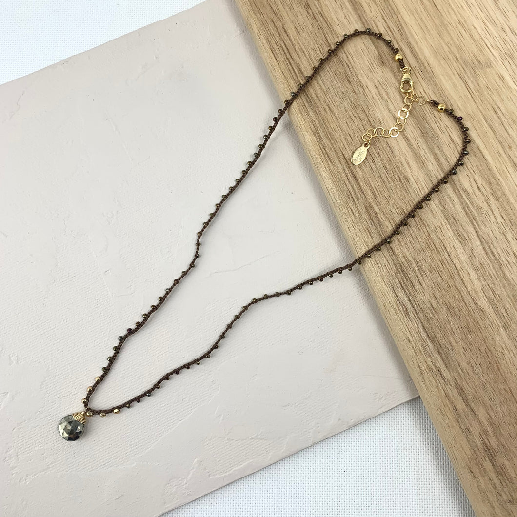 Adella Necklace - Pyrite and Chocolate
