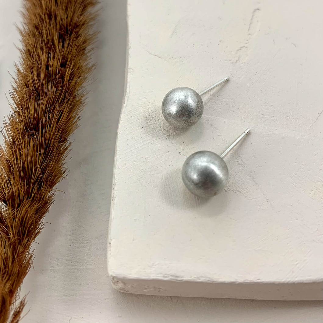 Frosted Sphere Studs - Silver