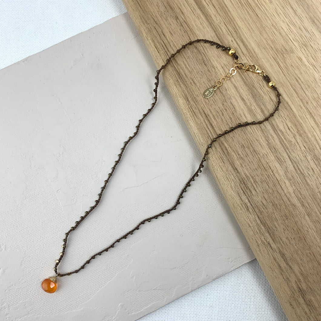 Adella Necklace - Carnelian and Chocolate